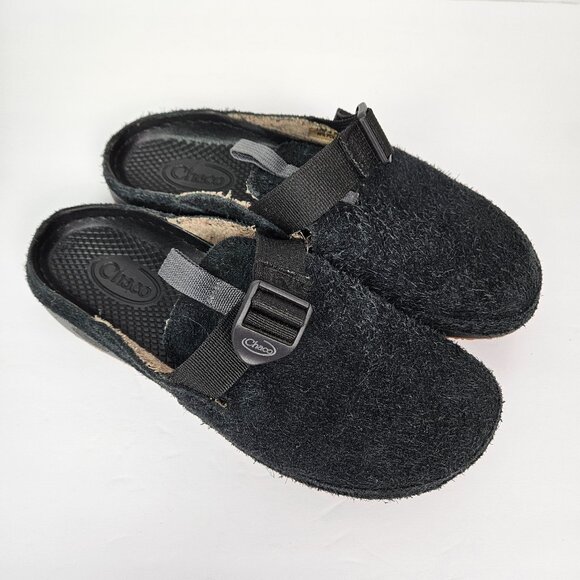 Chaco Black Fuzzy Mules - Picture 2 of 8